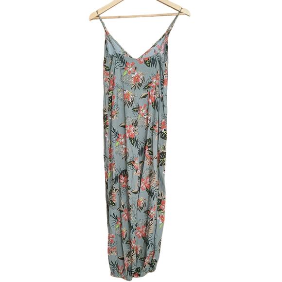 Sadie & Sage Green Floral‎ 100% Rayon Jumpsuit Women's Size M - Picture 2 of 2